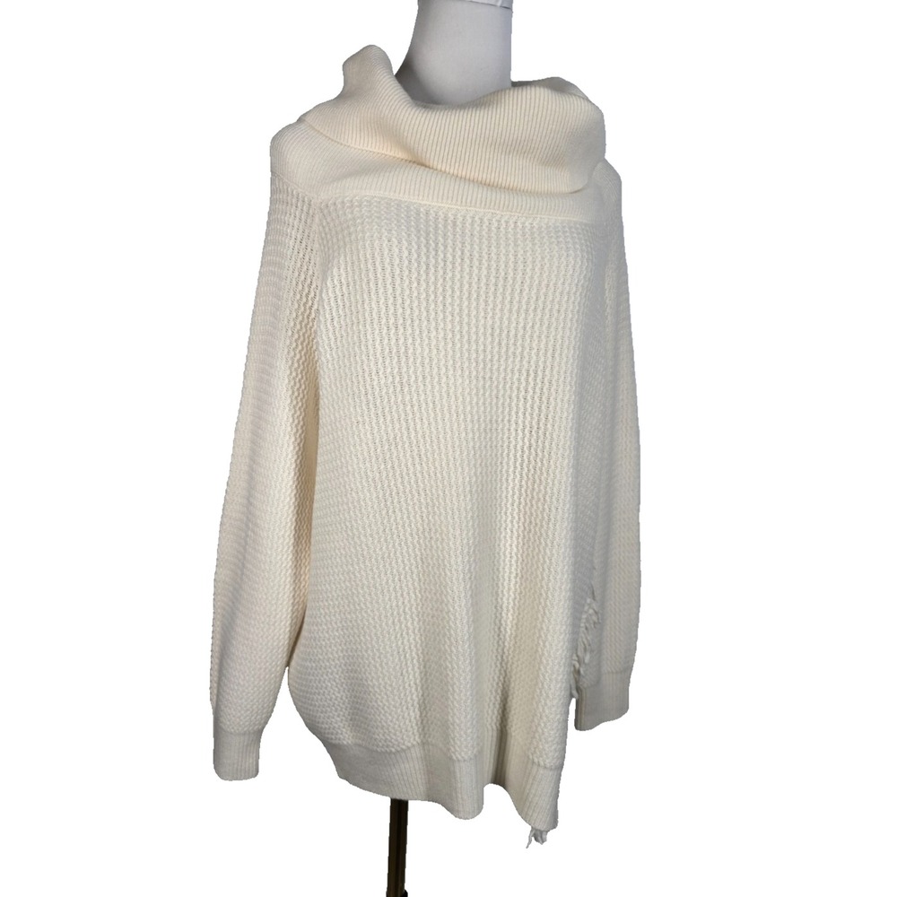 Stella McCartney Women's Wool Cowl Neck Fringe Detail Sweater Top Cream EU 42
